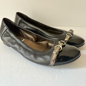 AGL Monika Black Leather Cap Toe Ballet Flats